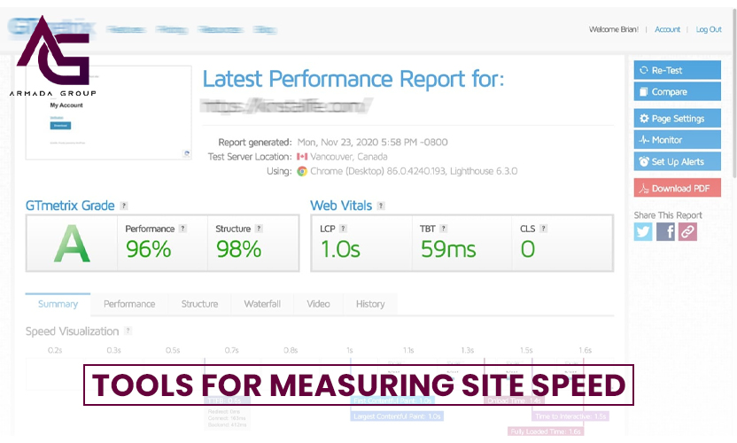 Tools for measuring site speed